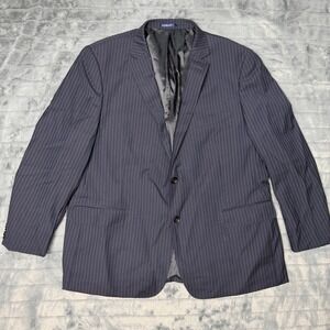 Mantoni Blazer Mens 48R Navy Blue Pinstripe Super 140s Wool 2-Button Jacket